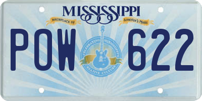 MS license plate POW622