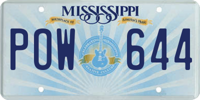 MS license plate POW644