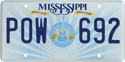 MS license plate POW692