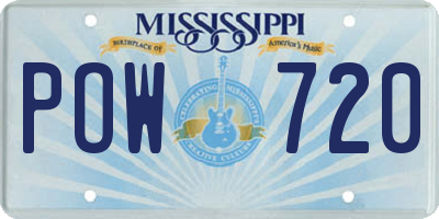 MS license plate POW720