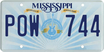 MS license plate POW744