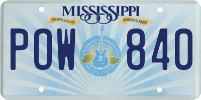 MS license plate POW840