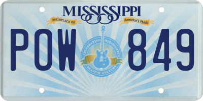 MS license plate POW849