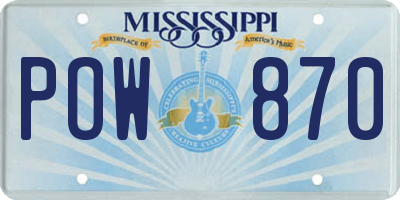 MS license plate POW870