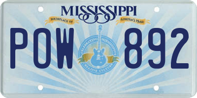 MS license plate POW892