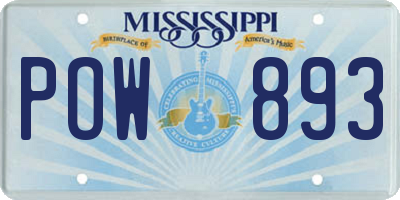 MS license plate POW893