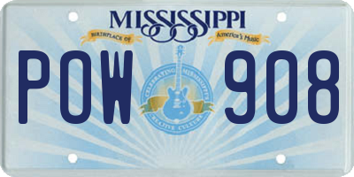 MS license plate POW908