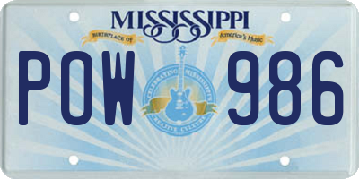 MS license plate POW986