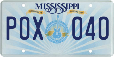 MS license plate POX040