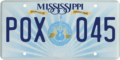 MS license plate POX045