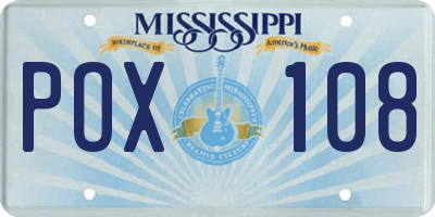 MS license plate POX108