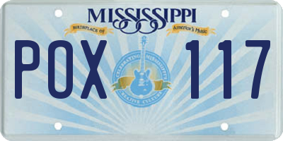 MS license plate POX117