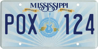 MS license plate POX124