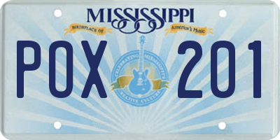 MS license plate POX201