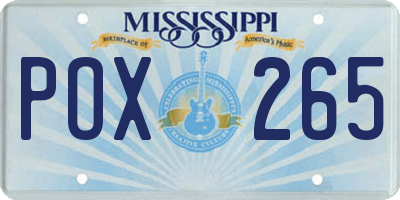 MS license plate POX265