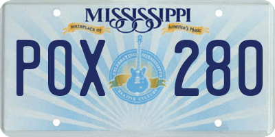 MS license plate POX280