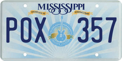 MS license plate POX357