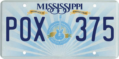 MS license plate POX375