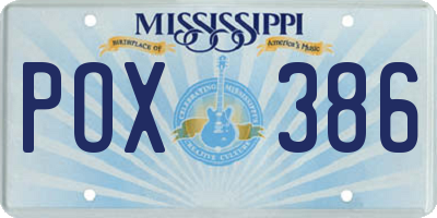 MS license plate POX386
