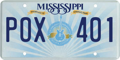 MS license plate POX401