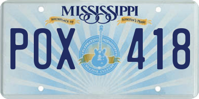 MS license plate POX418