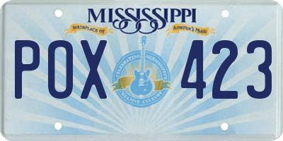 MS license plate POX423