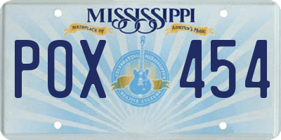 MS license plate POX454