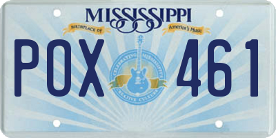 MS license plate POX461