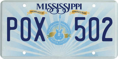 MS license plate POX502