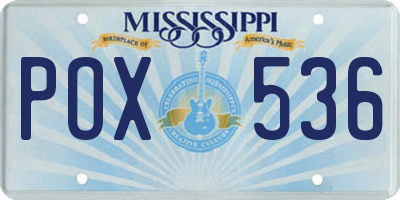 MS license plate POX536