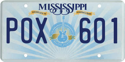 MS license plate POX601