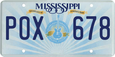 MS license plate POX678