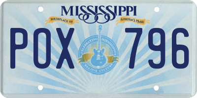 MS license plate POX796
