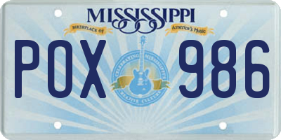 MS license plate POX986