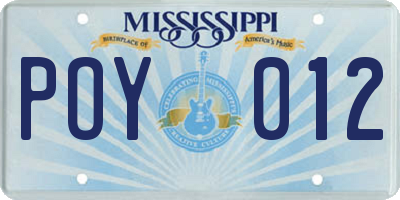 MS license plate POY012