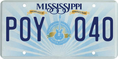MS license plate POY040