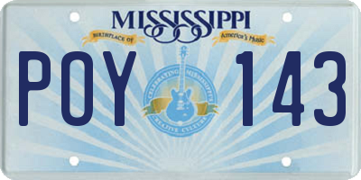 MS license plate POY143