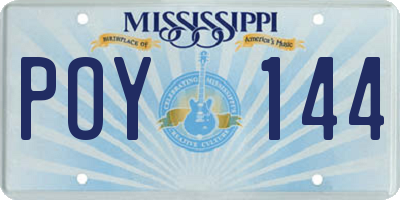 MS license plate POY144