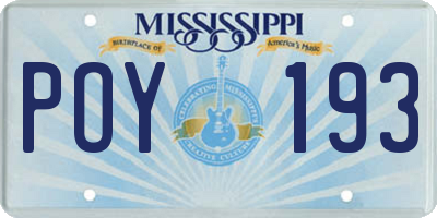 MS license plate POY193