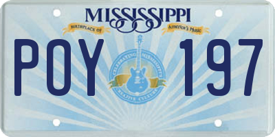 MS license plate POY197