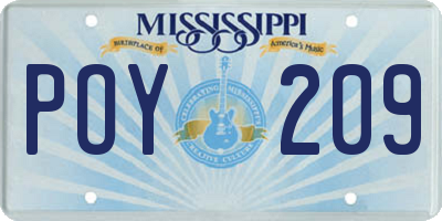 MS license plate POY209