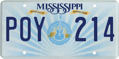 MS license plate POY214