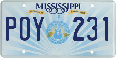 MS license plate POY231