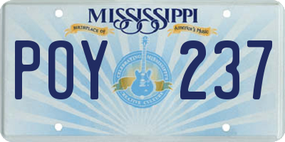 MS license plate POY237