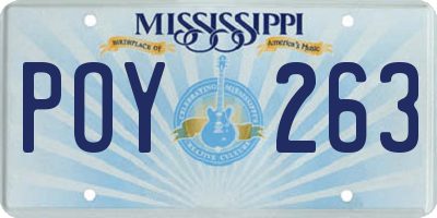 MS license plate POY263