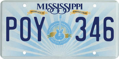 MS license plate POY346