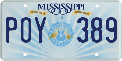 MS license plate POY389