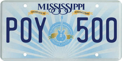 MS license plate POY500