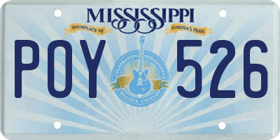 MS license plate POY526