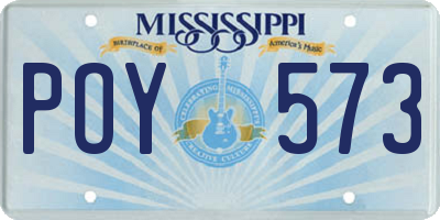 MS license plate POY573